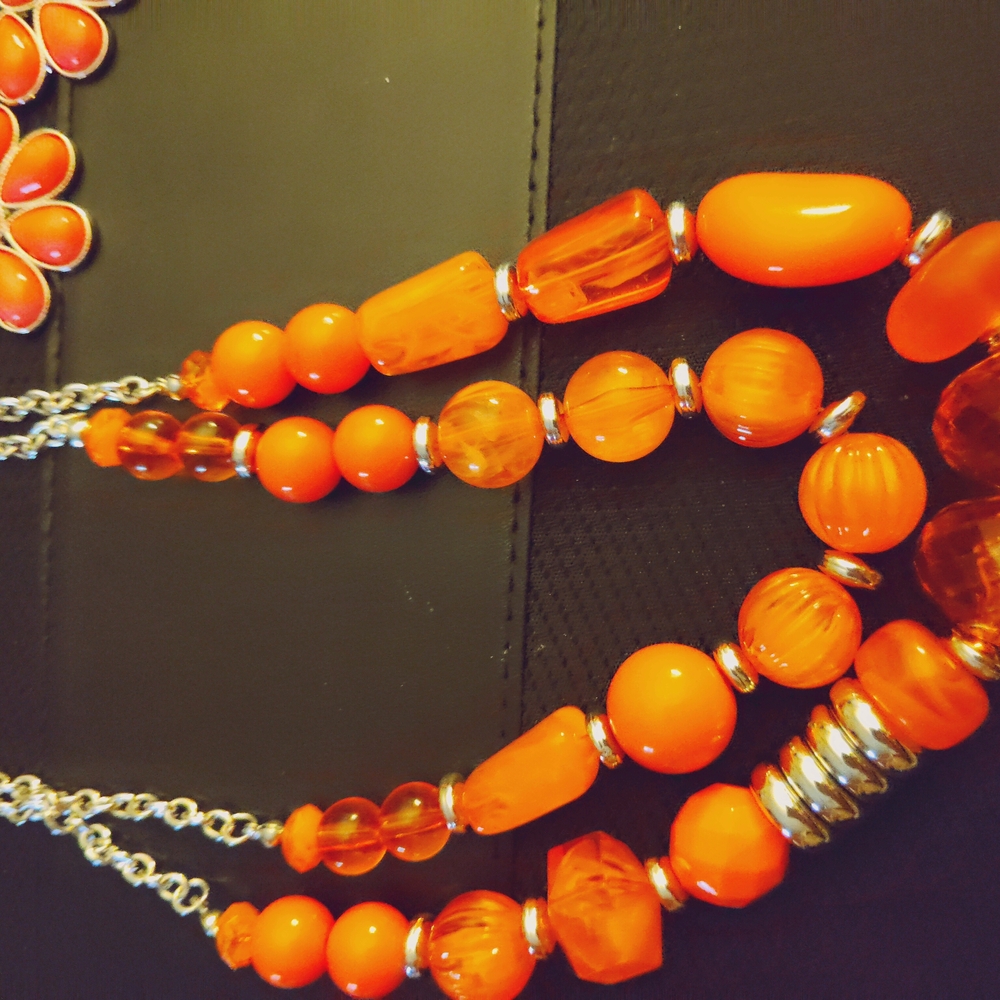 Vibrant Orange Beaded Necklace